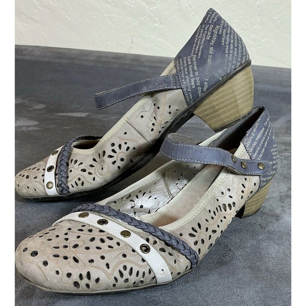Rieker Mary Jane Pumps Gray 40 Patchwork Style Comfort Womens Shoes 9 M